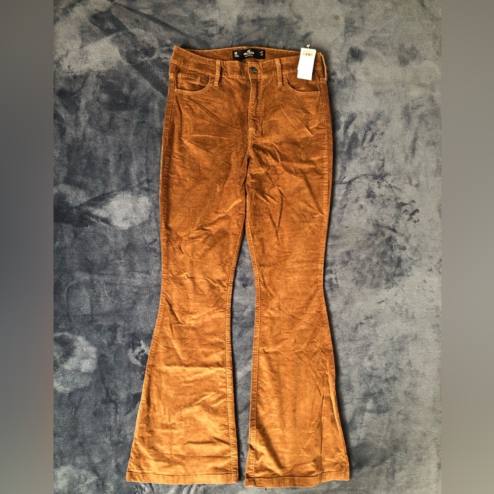 Hollister High Rise Flare Leg Brown Corduroy Pants Sz 5 / 27 Stretch 5R NWT